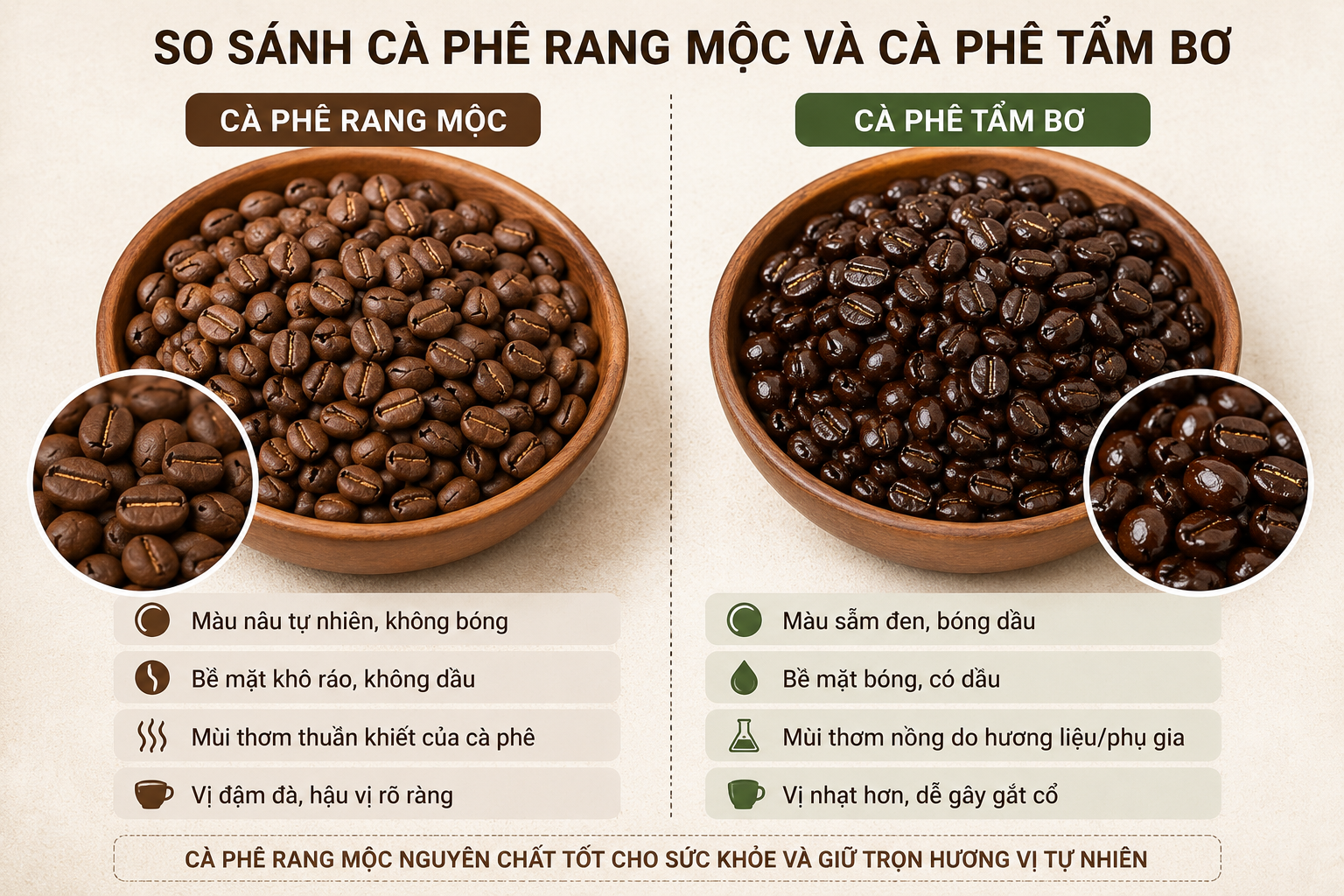 so sanh cafe rang moc va cafe rang bo